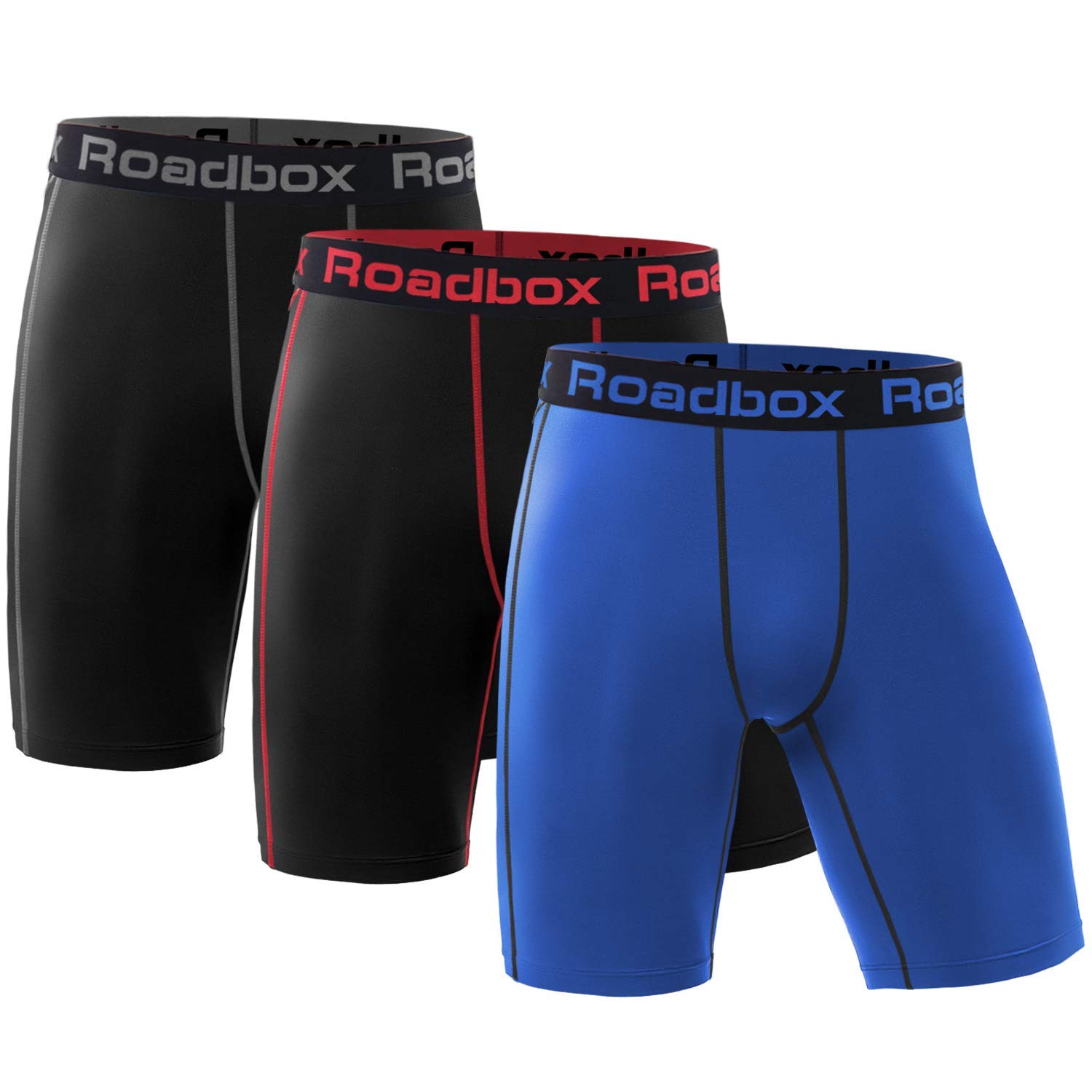 Roadbox (Size: L) Men's Sun Protection Long Sleeve Shirts & Men's 3 Pack Compression Shorts Underwear