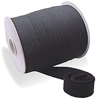 Bias Tape, Double Fold Bias Tape 1 Inch Continuous Bulk Bias Tape for Sewing, Quilting, Binding, Hemming, Apparel Craft, Polyester, Non-Stretch(Black, 25mm, 55 Yards)