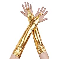 CHICTRY Shimmery Metallic Fish Scales Fingerless Long Gloves for Wedding Evening Party Cosplay Costume Night Club Dancewear
