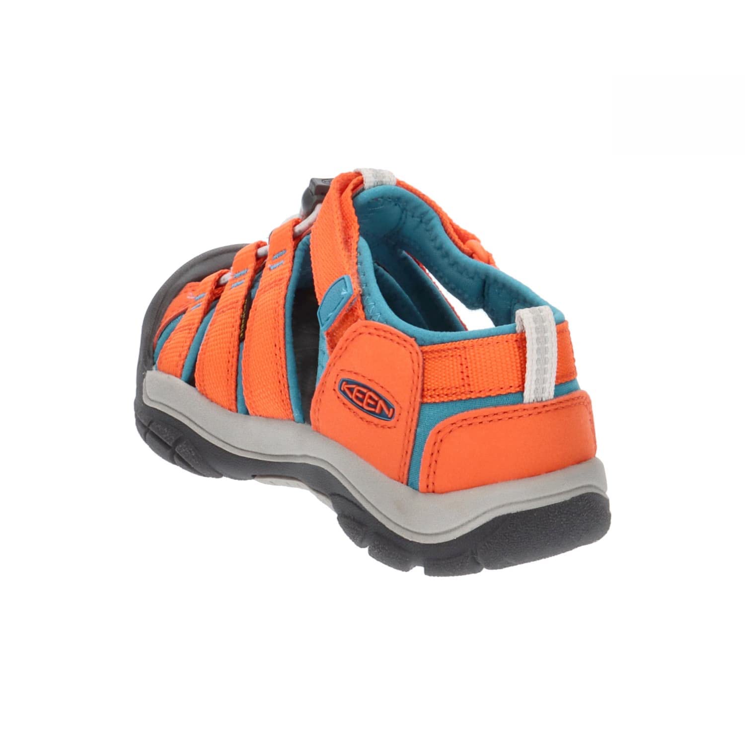 KEEN Newport H2 Closed Toe Water Sandals, Safety Orange/Fjord Blue, 2 US Unisex Big Kid