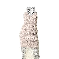 ELLIATT New $158 RETAIL White Lace Halter STRETCH LACE OVERLAY Sheath Dress SZ M NEW