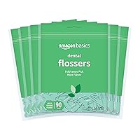 Dental Flossers Fold-Away Pick ,Helps Remove Plaque, Mint Flavor, 540 Count (6 Packs of 90), (Previously Solimo)