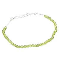 Genuine Green Peridot Rondell Beads Strand Necklace- 7