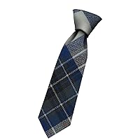 Boys All Wool Tie Woven And Made in Scotland in Stewart Muted Blue Weathered Tartan