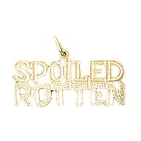 18K Yellow Gold Spoiled Rotten Saying Pendant, Made in USA