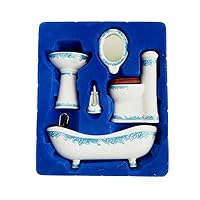 Dollhouse Bathroom Set 1/12 Scale Toilet Ceramic Miniature Furniture Accessories