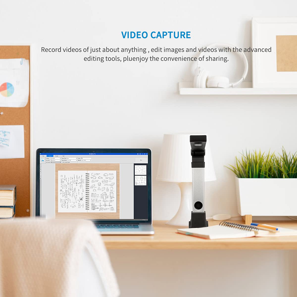 NetumScan Book & Document Camera for Teachers, Multi-Language OCR and English Article Recognition by AI Technology, Real-time Projection, Video Recording, Foldable & Portable, Only Windows
