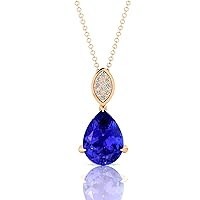 Tanzanite Pendant for Women, Gemstone, Birthsone, Pear Shape (10 Diamonds), Jewellery for Women, Gift for Mother/Sister/Wife