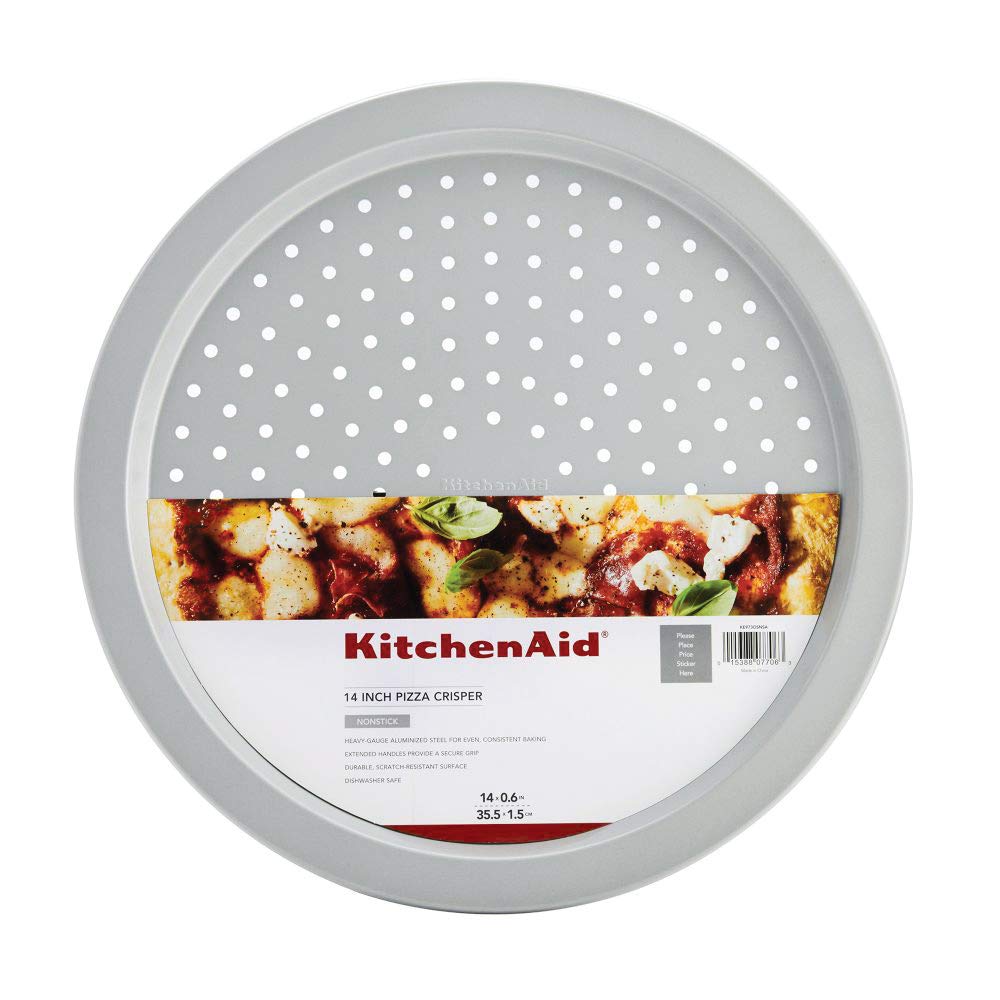 KitchenAid Nonstick Aluminized Steel Pizza Crisper, 14-Inch, Silver