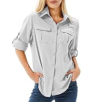 yeyity Shirt Blouse Women's UPF 50 UV Protection Long Sleeve Shirt Women's Outdoor Hiking Shirt Safari Clothing Women's Breathable Quick Dry Casual Tops Sports Tops