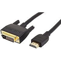 Amazon Basics HDMI A to DVI Adapter Cable, Bi-Directional 1080p, Gold Plated, Black, 6 Feet, 1-Pack For Television