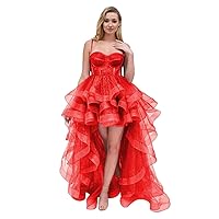 Spaghetti Straps Tulle Prom Dress 2024 High Low Homecoming Dress Layered Ruffles Princess Quinceanera Dresses