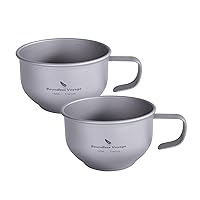 Boundless Voyage 180ML Titanium Coffee Cup with Handle Single-Layer Mug Portable for Camping Picnic to Drink Water Wine Tea 2pcs-Ti3086D