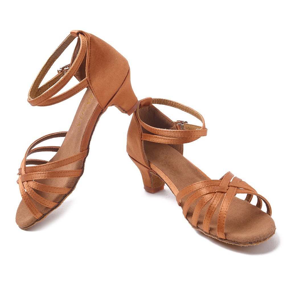HROYL Girl's Latin Dance Shoes Low Heel Salsa Tango Pratice Proformence Ballroom Dancing Shoes,model D28