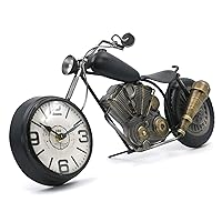 Vintage Desk Clock Tabletop Clock Motorcycle Gifts for Men Rustic Farmhouse Decor Gifts for Dad Him Boyfriend Battery Operated No Ticking Antique For Mantle Shelf Decorations Living Room Office Black