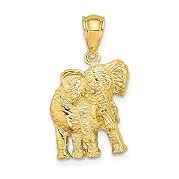 13.5mm 10k Gold 2 d Elephant With Raised Trunk Charm Pendant Necklace Jewelry Gifts for Women