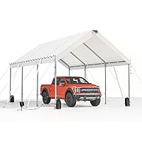 10 * 20 Heavy Duty Carport Canopy - Extra Large Portable Car Tent Garage with Adjustable Peak Height from 9.5ft to 11ft,Removable Roof &Side Walls for Car, SUV,Boats