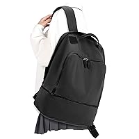 Gym Backpack For Women with Shoes Compartment Waterproof Gym Bag for Sports Swimming Beach Travel,Black