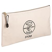 5139 Zipper Bag, Canvas Tool Pouch 12.5 x 7 x 4.25-Inch with Heavy Duty Brass Zipper Close, Natural