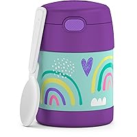 THERMOS FUNTAINER 10 Ounce Stainless Steel Vacuum Insulated Kids Food Jar with Spoon, Rainbows