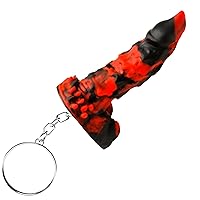 Fire Demon Silicone Keychain for Beginners, Men, Women, & Couples. Fun and Cute Mini Fantasy Dong. Nickel-Free Metal and Premium Silicone. Flag Your Fetish. 1 Piece, Red and Black.
