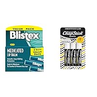 Blistex Medicated Lip Balm, 0.15 Ounce, 3 Count (Pack of 1) Prevent Dryness & Chapping & ChapStick Classic Original Lip Balm Tubes, Lip Care - 0.15 Oz (Pack of 3)