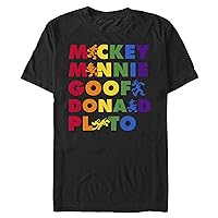 Disney Big Classic Mickey Prideful Friends Men's Tops Short Sleeve Tee Shirt, Black, 4X-Large Tall