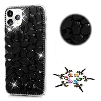 STENES Bling Case Compatible with iPhone 11 - Stylish - 3D Handmade [Sparkle Series] Bling Rhinestone Design Cover Compatible with iPhone 11 6.1 Inch 2019 - Black