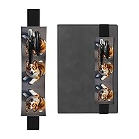 Funny Corgi Butt Brown Versatile Adjustable Leather Pen Holder Bookmark – Perfect for Tablets, Journals, Office Supplies