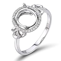 Women's Oval Shape 4X6mm 5X7mm 7X8mm 14X11mm 14K Rose White Gold Diamond Semi Mount Engagement Wedding Ring Set