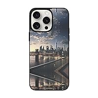New York Print for iPhone 15 Soft Glass Case Back+Soft Silicone TPU Shock Protective Case