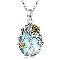 CHENGHONG Sunflower Necklace 925 Sterling Silver Tree of Life Necklace Daisy/Rose/Sunflower Pendant Necklace Sunflower Jewelry Gifts for Women Girls Mom