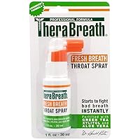 TheraBreath Peppermint Mouthwash 2 Pack 16 Fl Oz & Throat Spray 1 Oz Bad Breath Treatment