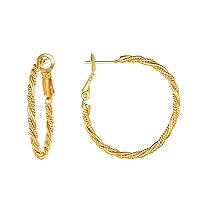 FindChic Vintage Twisted Hoop Earrings for Women 18K Gold Plated with Hypoallergenic 925 Sterling Silver Post 20mm 30mm 50mm 70mm Oversized Ear Hoops Jewelry Gift for Girls