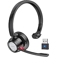 Link Dream Trucker Bluetooth Headset 20H Talktime Wireless Headset with 270°Rotatable Noise Cancelling Microphone USB Dongle for Online Meeting, Office Home, Call Center, Computer, Cell Phone (BH60)