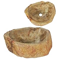 Cream Fossil Stone Sink - Handmade, Durable, Unique Artwork for Bathrooms & Washrooms, Natural Grain, Easy to Clean - 17.7