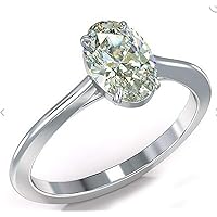 Oval Cut Near White Silver Plated Moissanite Ring For Women Size 7