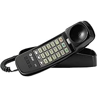 AT&T 89-0008-05 Model 210BK Trimline Corded Phones (2-Pack) in Black, Simple corded operation, No AC power required, Lighted keypad, Line power mode, One-touch memory buttons, 10-number speed dial