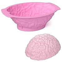 Silicone Brain Mold - Realistic Human Brain Cake Mold,Large Volume with Support Base,Thicken Organs Mould for Halloween Fondant Candy Chocolate Jelly or Pudding,3.2