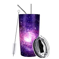 SYACOT 20oz Tumbler Double Wall Stainless Steel Vacuum Insulated Travel Mug with Splash-Proof Lid Metal Straw and Brush
