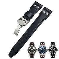 20mm Genuine Leather Watchband For IWC Big Pilot Watch Mark 18 Spitfire TOP GUN Hamilton Cowhide Soft Watch Strap