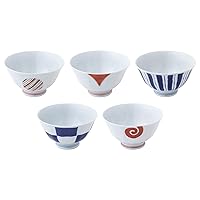 Saikai Pottery 13351 Hasami Ware Bowl, Dyed Nishiki Modern, Diameter 4.5 inches (11.5 cm), Set of 5