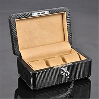 Carbon Fiber Watch Storage Boxes Case Black Pu Leather Watch Display Organizer with Lock Fashion Men/Women Gift Boxes (Color : Brown)