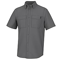 HUK Back Draft Solid Short Sleeve Button, Vented Fishing Shirt for Men