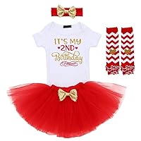 IBTOM CASTLE It’s My 1st/2nd Birthday Outfit Baby Girl Romper Tutu Skirt Headband Leg Warmers 3/4pcs Princess Clothes Set