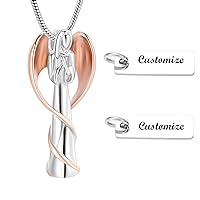 Cremation Urn Necklace for Ashes Angel Wing Keepsake Locket Stainless Steel Cremation Jewelry Waterproof Memorial Pendant