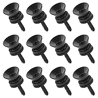 tifanso Guitar Strap Lock Button - 12PCS Strap Locks Guitar Strap Button Strap Blocks, Guitar Security Lock for Acoustic Classical Electric Guitar Bass Ukulele (Black)