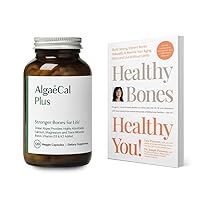 ALGAECAL Bundle Calcium Supplement for Women & Men Vitamin D3 & K2, Magnesium and Book by Lara Pizzorno Healthy Bones Healthy You! to Increase Bone Health, 1-Month Supply
