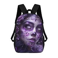 Day of The Dead Floral Skull Goth 17 Inch Backpack Adjustable Strap Laptop Backpack Double Shoulder Bags Purse for Hiking Travel Work