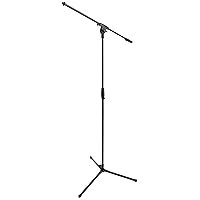 Amazon Basics Adjustable Boom Height Microphone Stand with Tripod Base, Up to 85.75 Inches - Black